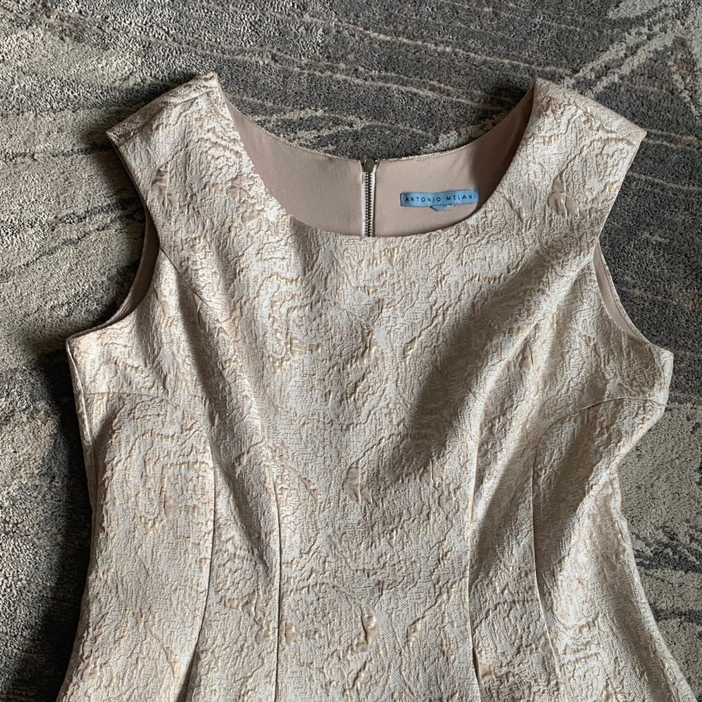 ANTONIO MELANI Beige Textured Midi Dress